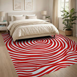 Hypnotic Red Swirl Abstract Area Rug