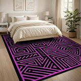Bold Pink Maze Geometric Area Rug