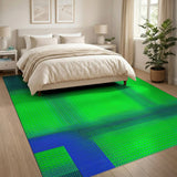 Green Geometric Modern Vibrant Green Grid Geometric Area Rug