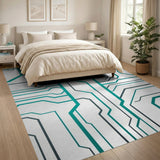 Teal Circuitry Geometric Area Rug