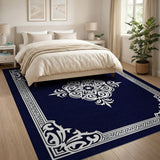Ornate Navy Blue Filigree Area Rug