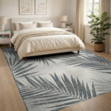 Grey Palm Leaf Coastal Area Rug