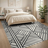 Bold Geometric Lattice Area Rug Black White