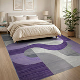 Purple Geometric Modern Purple Grey Abstract Geometric Area Rug