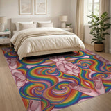 Rainbow Ballet Swirl Washable Area Rug