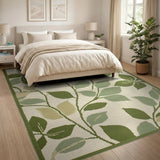 Green Leaves Woven Area Rug