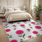 Whimsical Pink Gerbera Daisy Floral Rug