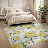 Vintage Yellow Roses Lattice Area Rug