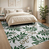 Emerald Green Leaf Vine Botanical Area Rug