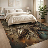 Ornate Gold Filigree Star Mandala Rug