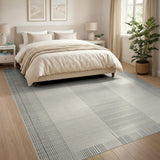 Striped Modern Grey Striped Woven Area Rug