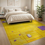 Yellow Vibrant Yellow Purple Geometric Area Rug