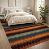 Distressed Vintage Orange Stripe Area Rug
