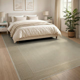Beige Bordered Woven Area Rug