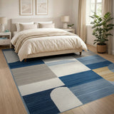Blue Geometric Abstract Blue and Teal Area Rug