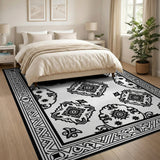 Black White Traditional Persian Black and White Area Rug