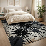 Distressed Black Ink Splatter Area Rug