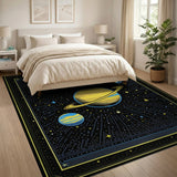 Retro Saturn Solar System Area Rug