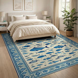 Blue Fish Medley Oriental Area Rug