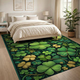Floral Vintage Lush Green Shamrock Clover Area Rug