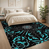 Teal Mandala Starry Boho Area Rug