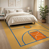Orange Orange Basketball Court Geometric Area Rug