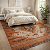 Orange Southwestern Tribal Geometric Area Rug