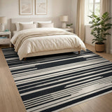 Stripe Black and White Bold Black White Geometric Stripe Area Rug