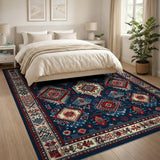 Navy Persian Geometric Medallion Rug