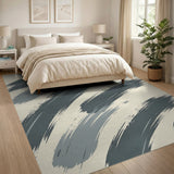 Abstract Grey Brushstroke Area Rug