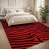 Bold Red Zebra Stripe Area Rug