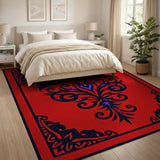 Gothic Red Bat Vine Ornate Area Rug