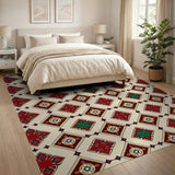 Persian Red Diamond Floral Area Rug