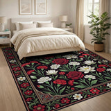 Red Rose White Lotus Persian Area Rug