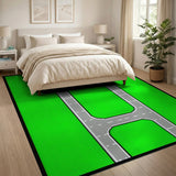 Green Highway Interchange Geometric Area Rug