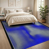 Modern Blue Wavy Grid Area Rug