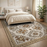 Floral Vintage Elegant Beige Floral Vintage Area Rug