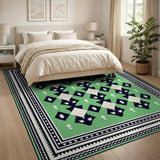 Vibrant Green Heritage Tribal Area Rug