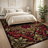 Ornate Red Gold Baroque Area Rug