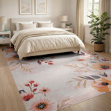 Blush Pink Poppy Floral Area Rug
