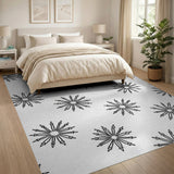 Geometric Modern Black and White Black White Starburst Geometric Area Rug