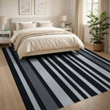 Geometric Modern Black and White Black White Striped Geometric Area Rug