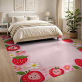 Strawberry Friends Pink Kids Cartoon Rug