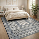 Modern Geometric Grey Grid Area Rug