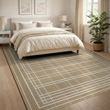 Brown and Tan Tan Grid Woven Area Rug