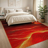 Fiery Lava Wave Red Area Rug