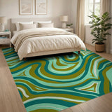 Teal Wave Abstract No. 7 Area Rug