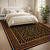 Intricate Orange Geometric Line Art Area Rug