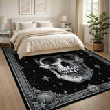 Ornate Gothic Skull Starry Night Rug