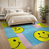 Playful Pixel Smiley Faces Area Rug